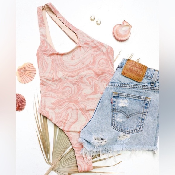 L*Space All Swirled Up One Shoulder Glitter Phoebe One Piece Swimsuit - Picture 6 of 13